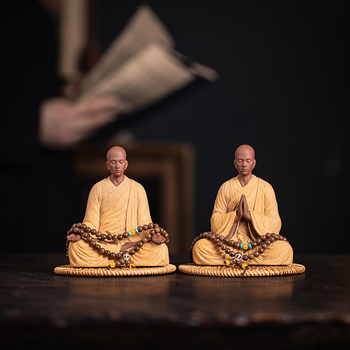 Ručne vyrobená keramická figura Zen mnícha pre domov, čínske zen štýl, doplnok do obývačky alebo čajovne