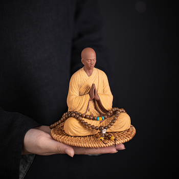 Ručne vyrobená keramická figura Zen mnícha pre domov, čínske zen štýl, doplnok do obývačky alebo čajovne