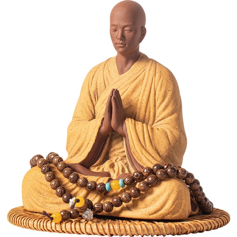 Ručne vyrobená keramická figura Zen mnícha pre domov, čínske zen štýl, doplnok do obývačky alebo čajovne