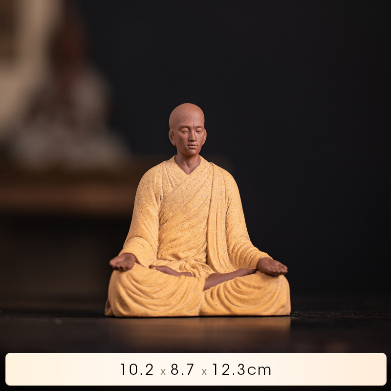 Ručne vyrobená keramická figura Zen mnícha pre domov, čínske zen štýl, doplnok do obývačky alebo čajovne