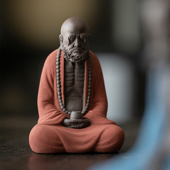 Ručne vyrobená čajová ozdoba z fialovej hliny Bodhidharma, stolová dekorácia pre čajovú ceremóniu, podložka na viečko