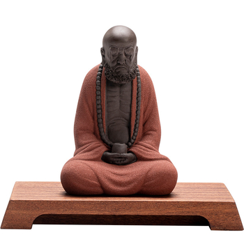 Ručne vyrobená čajová ozdoba z fialovej hliny Bodhidharma, stolová dekorácia pre čajovú ceremóniu, podložka na viečko