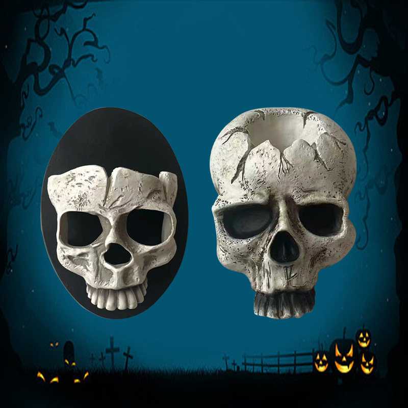 Gothic lebka z živice – nástenný svietnik a dekorácia na Halloween