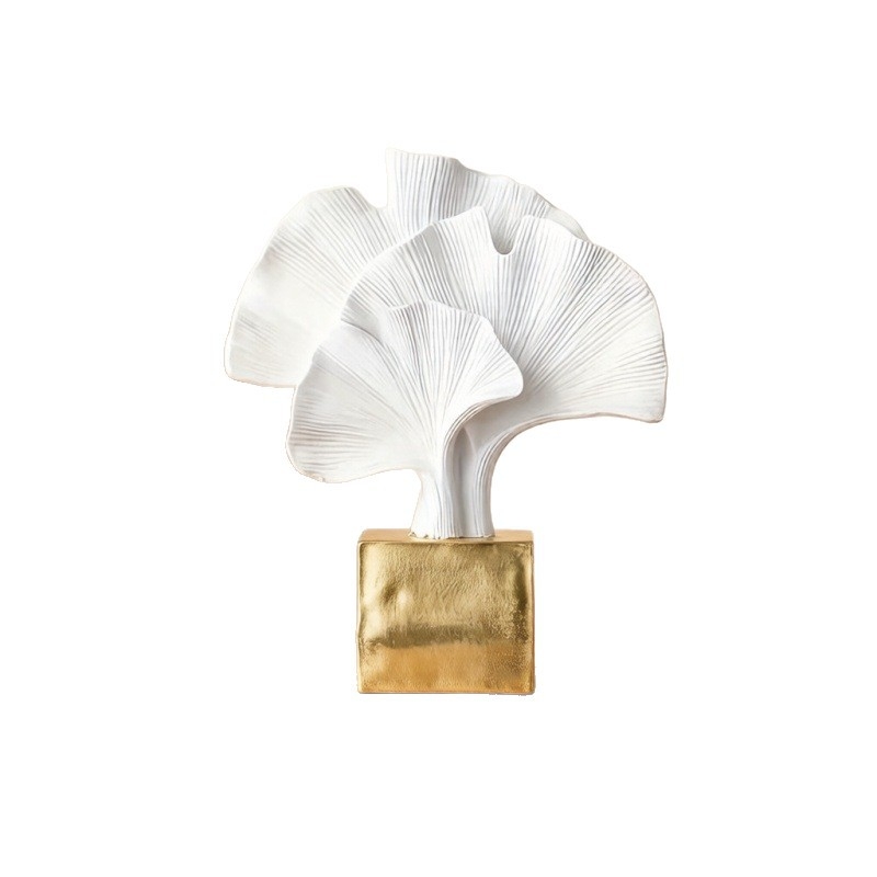 Moderný minimalistický ornament z živice s listom ginkgo pre obývaciu izbu, spálňu, vstupnú halu a študovňu; dekorácia a držiak na knihy.