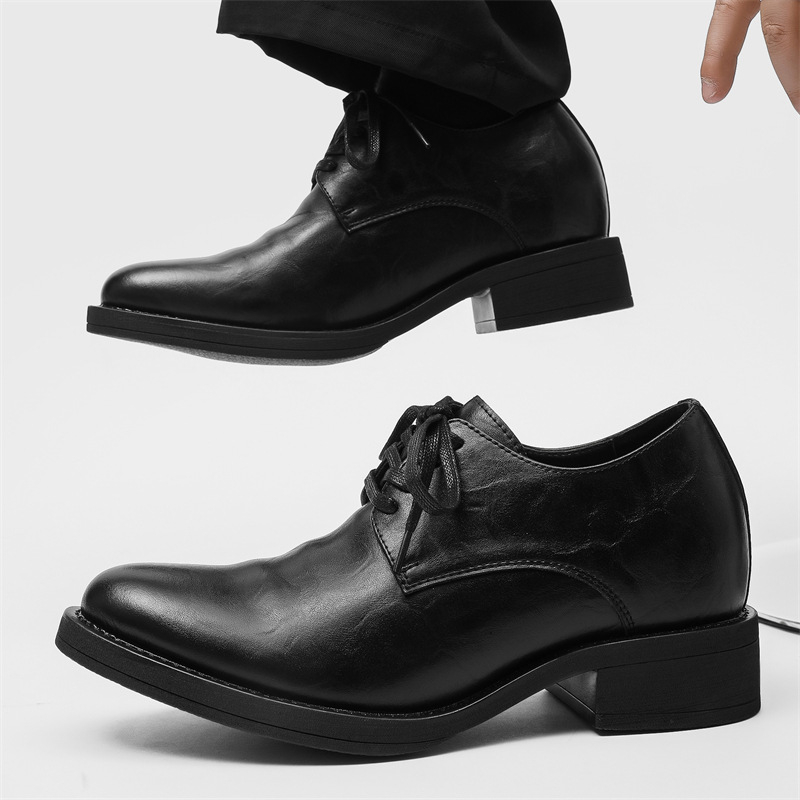 2025 muške cipele s podizanjem visine, britski stil, debela potplata, klasičan oštar vrh, poslovne ljetne cipele G013-J
