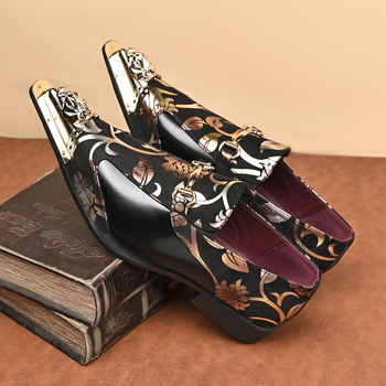 Férfi cipő, brit stílusú brogue, slip-on, PU bőr, gumírozott talp, lélegző, könnyű, alacsony sarka 1–3 cm - 25725