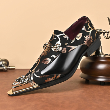 Férfi cipő, brit stílusú brogue, slip-on, PU bőr, gumírozott talp, lélegző, könnyű, alacsony sarka 1–3 cm - 25725