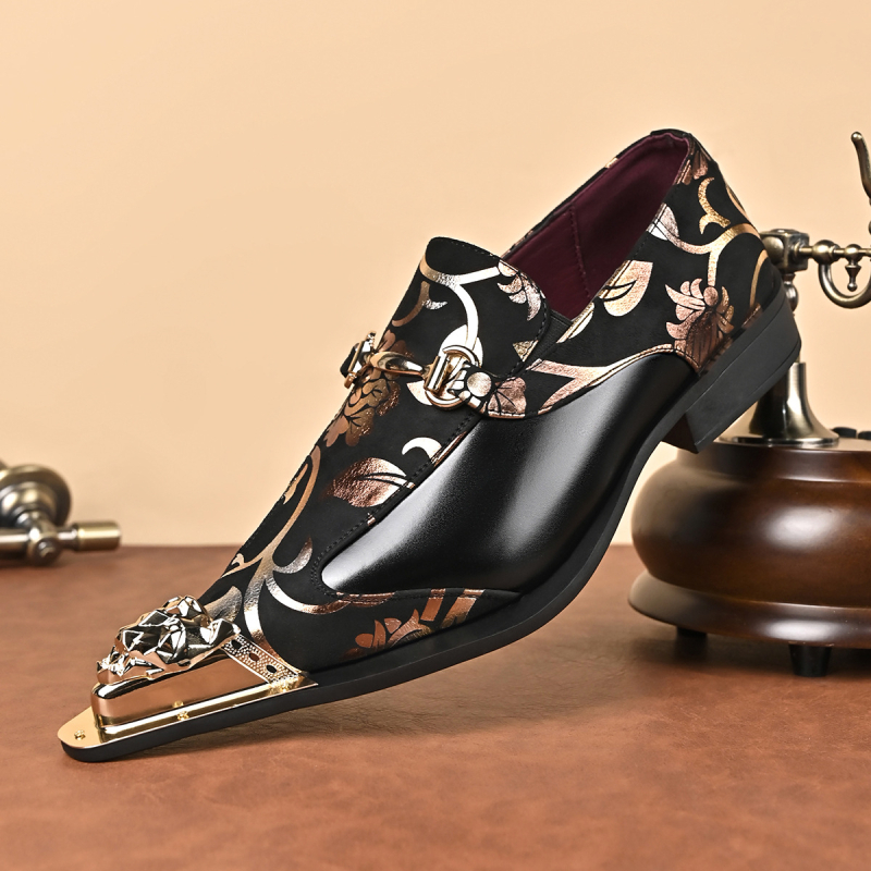 Férfi cipő, brit stílusú brogue, slip-on, PU bőr, gumírozott talp, lélegző, könnyű, alacsony sarka 1–3 cm - 25725