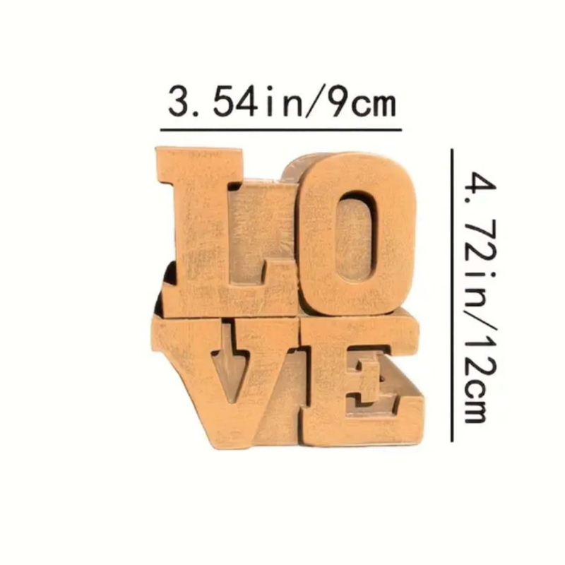 Živicové ozdoby s anglickými písmenami a číslami, ozdobná váza s nápisom Love