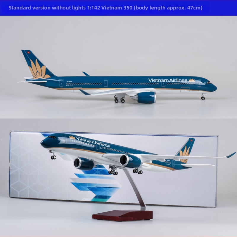 47 cm model civilného lietadla Airbus A350 Vietnam Airlines, s LED svetlom, mierka 1:142