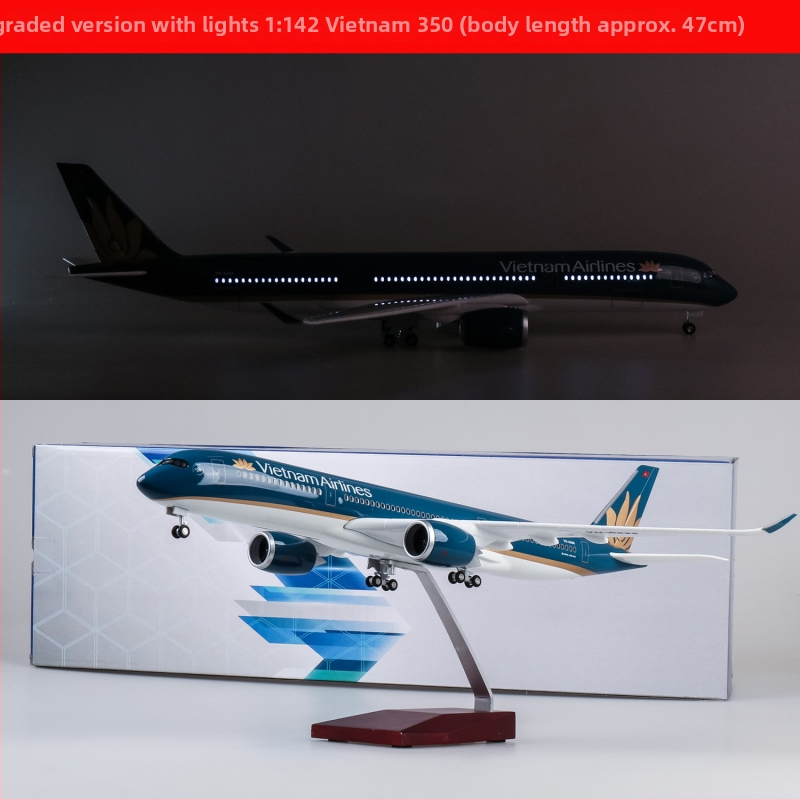 47 cm model civilného lietadla Airbus A350 Vietnam Airlines, s LED svetlom, mierka 1:142
