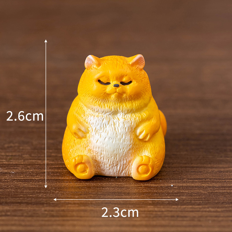 Figúrka mačky v karikatúrnom štýle, milá tučná mačka, pre DIY domček pre bábiky, dekorácia z živice na stole