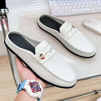 Мъжки slip-on обувки от PU кожа, дишащи летни, без задник, закръглен нос