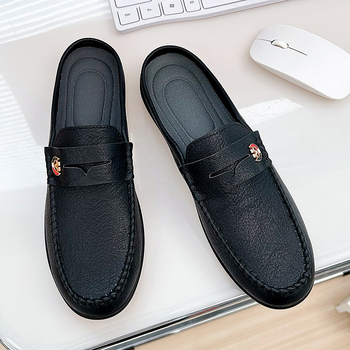 Мъжки slip-on обувки от PU кожа, дишащи летни, без задник, закръглен нос
