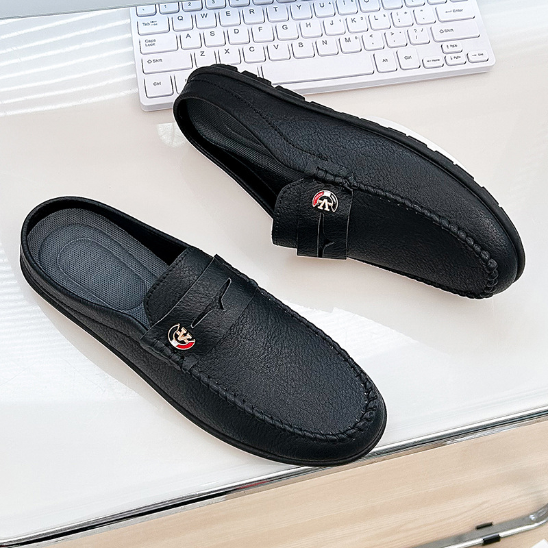 Мъжки slip-on обувки от PU кожа, дишащи летни, без задник, закръглен нос