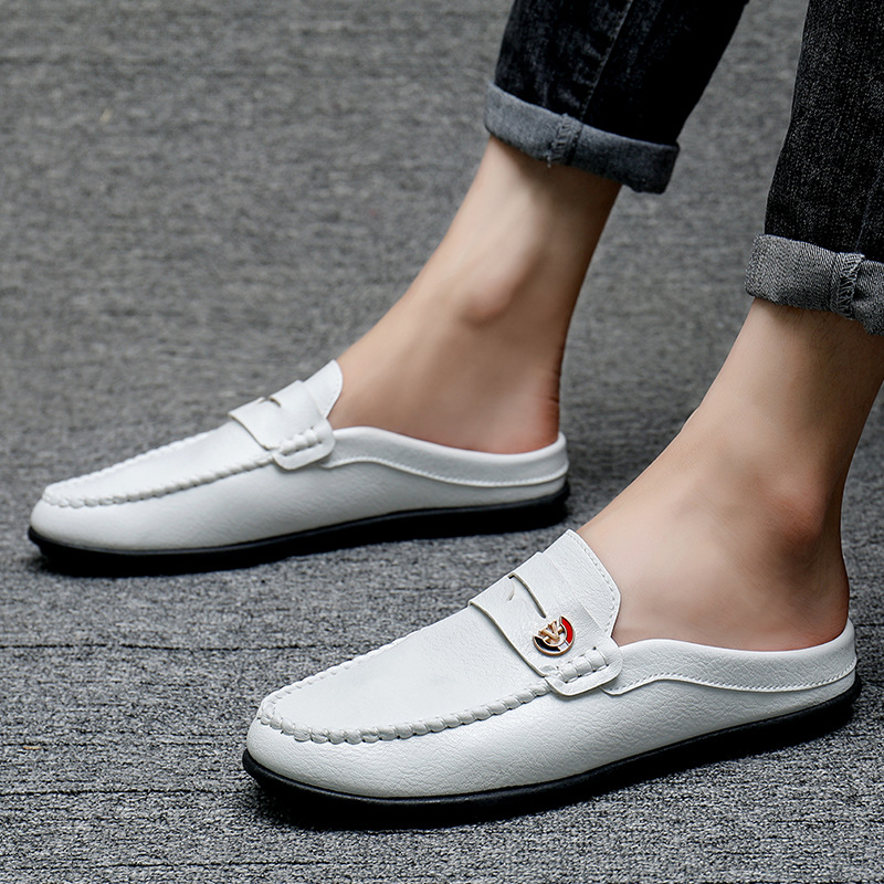Мъжки slip-on обувки от PU кожа, дишащи летни, без задник, закръглен нос