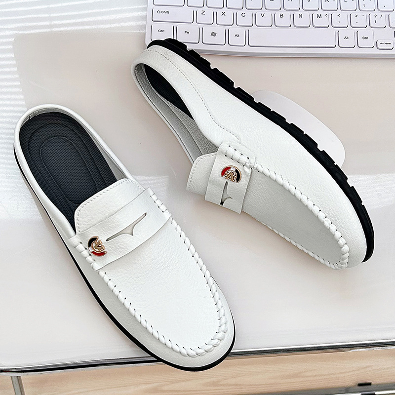 Мъжки slip-on обувки от PU кожа, дишащи летни, без задник, закръглен нос