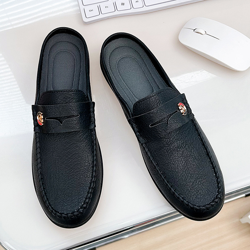 Мъжки slip-on обувки от PU кожа, дишащи летни, без задник, закръглен нос