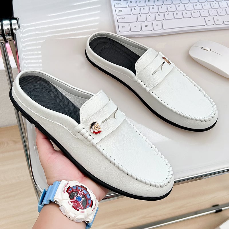 Мъжки slip-on обувки от PU кожа, дишащи летни, без задник, закръглен нос