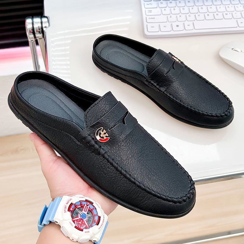 Мъжки slip-on обувки от PU кожа, дишащи летни, без задник, закръглен нос