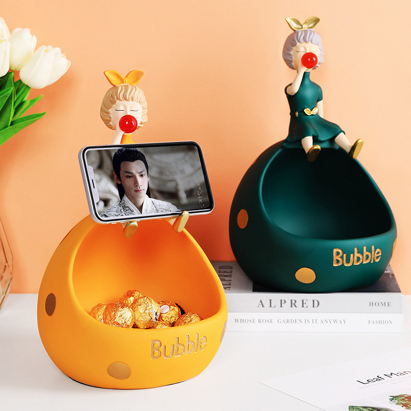 Bubble Girl vstupná ozdoba s úložným priestorom, drží telefón a ozdobné predmety, ručne vyrobené