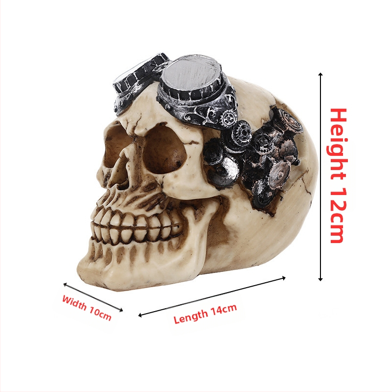 Halloween dekorácie – realistický leb z živice pre strašidelný dom a únikovú miestnosť