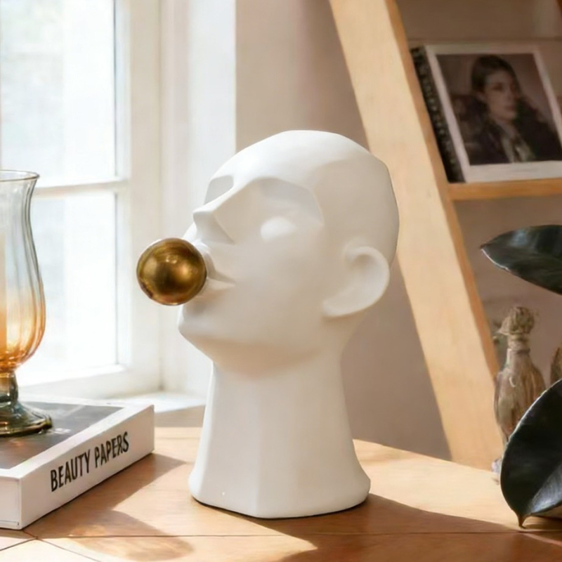 Vinylová socha postavičky z animovaného filmu, ktorá fúka bubliny, dekorácia do obývačky, spálne a detskej izby