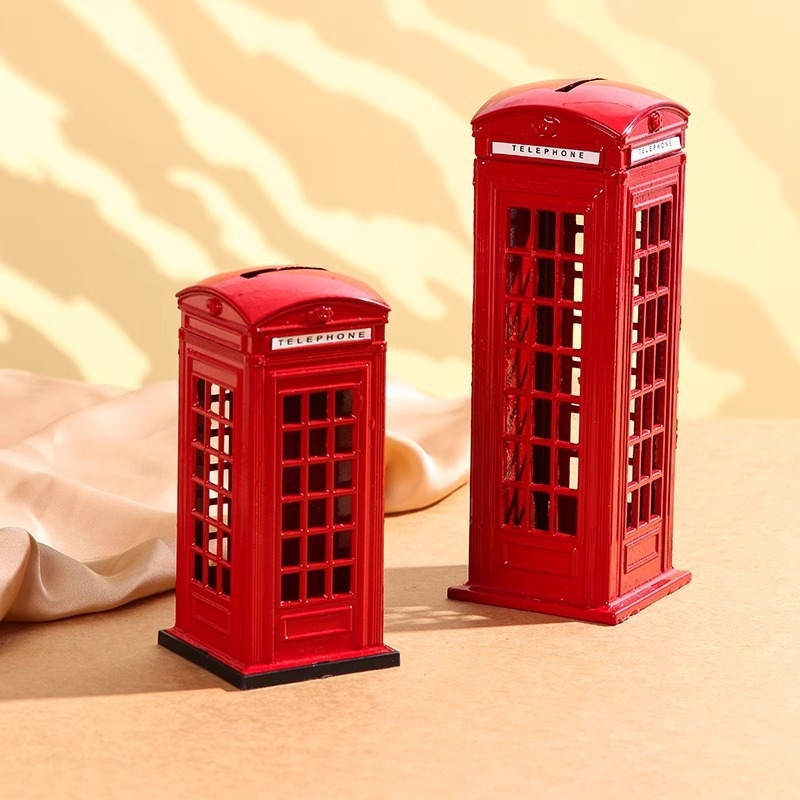 London retro telefónna búdka – poštová schránka, mincová dekorácia pre deti, kreatívny darček