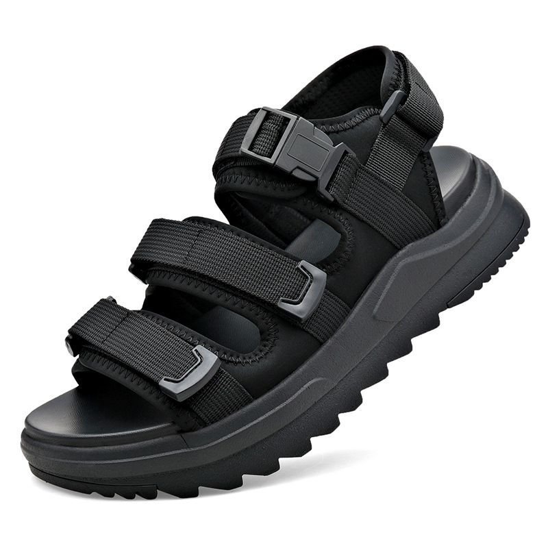 Férfi nyári szandál Velcro-zárással, légáteresztő hálós felsőrész, könnyű habtalp, slip-on