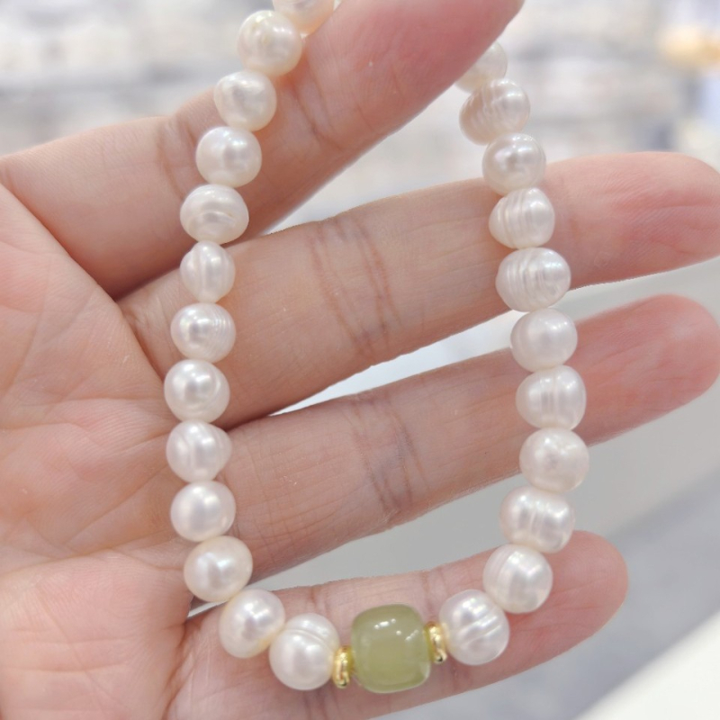 Narukvica od Hetianskog jadea i ahata sa sladkovodnim perlama — elegantan etnički stil za žene, novi kineski stil jade