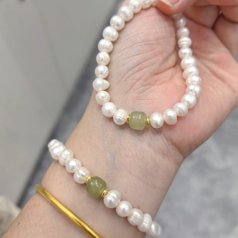 Narukvica od Hetianskog jadea i ahata sa sladkovodnim perlama — elegantan etnički stil za žene, novi kineski stil jade