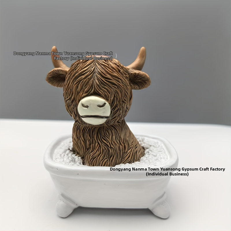 Živicová Highland krava – stolová ozdoba do kúpeľne – dekoratívna figúrka