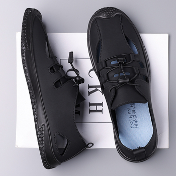 2025-ös új férfi mindennapi perforált bőr slip-on szandálok
