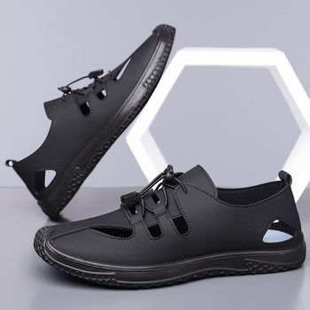 2025-ös új férfi mindennapi perforált bőr slip-on szandálok