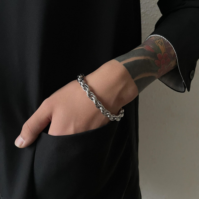 Unisex narukvica od titanijskog čelika, ručno tkan twist dizajn, geometrijski dizajn, minimalistički stil