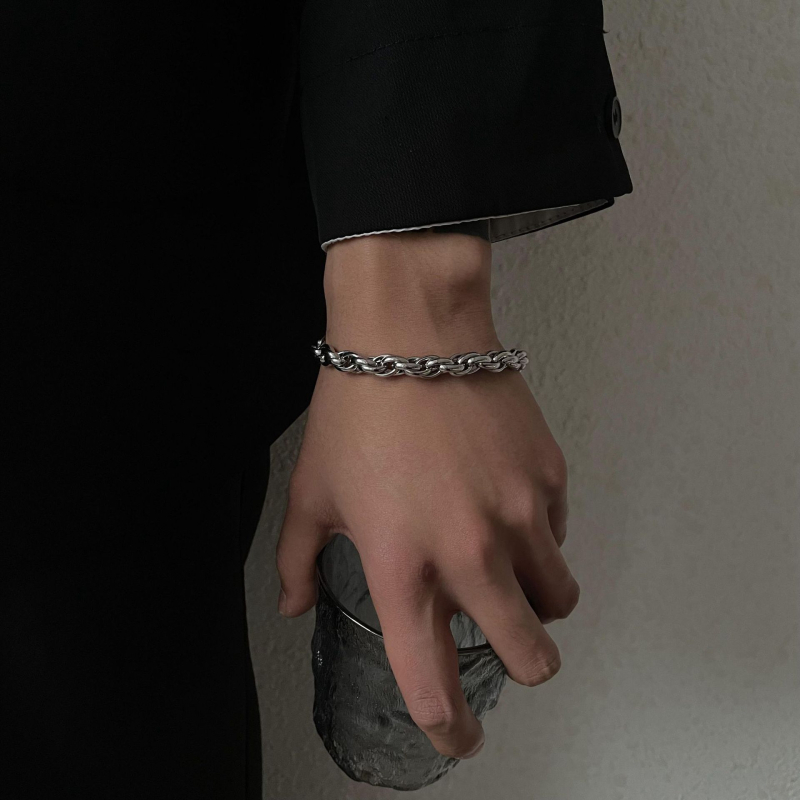 Unisex narukvica od titanijskog čelika, ručno tkan twist dizajn, geometrijski dizajn, minimalistički stil