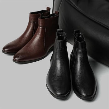Muške čizme Martin – minimalistički kroj, mekana koža, uredski stil, bočni zip, kratke čizme, velike veličine