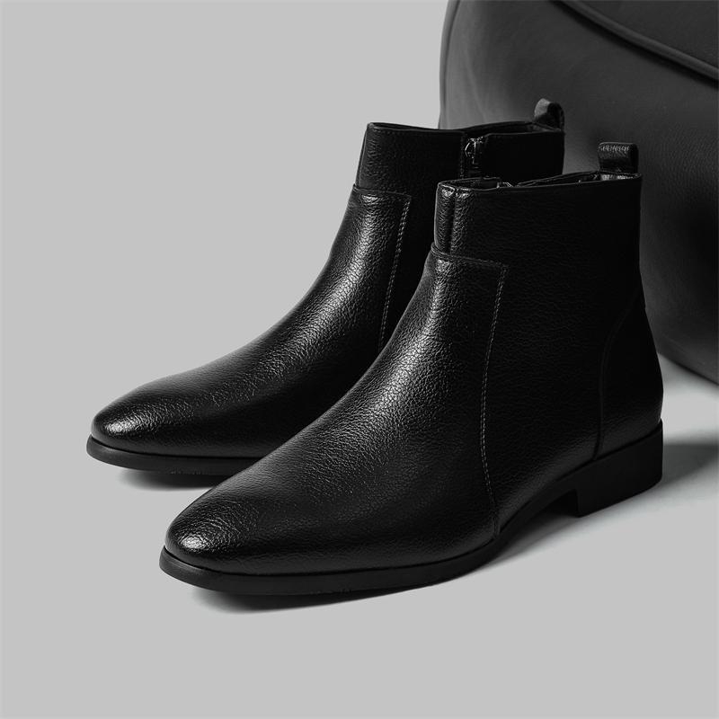 Muške čizme Martin – minimalistički kroj, mekana koža, uredski stil, bočni zip, kratke čizme, velike veličine