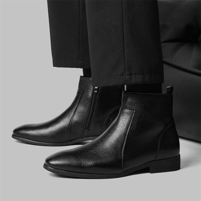 Muške čizme Martin – minimalistički kroj, mekana koža, uredski stil, bočni zip, kratke čizme, velike veličine