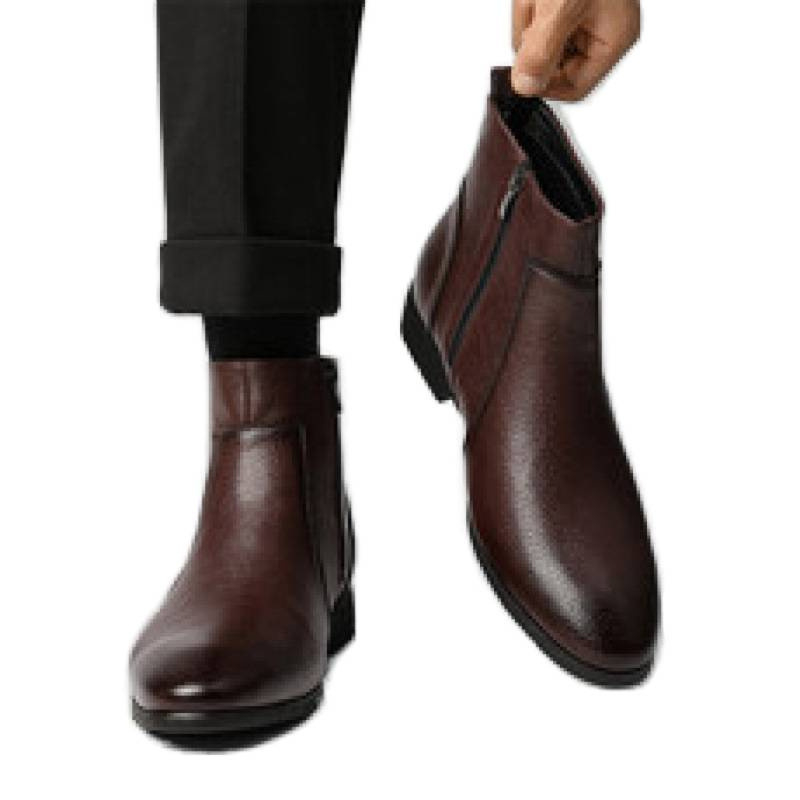 Muške čizme Martin – minimalistički kroj, mekana koža, uredski stil, bočni zip, kratke čizme, velike veličine