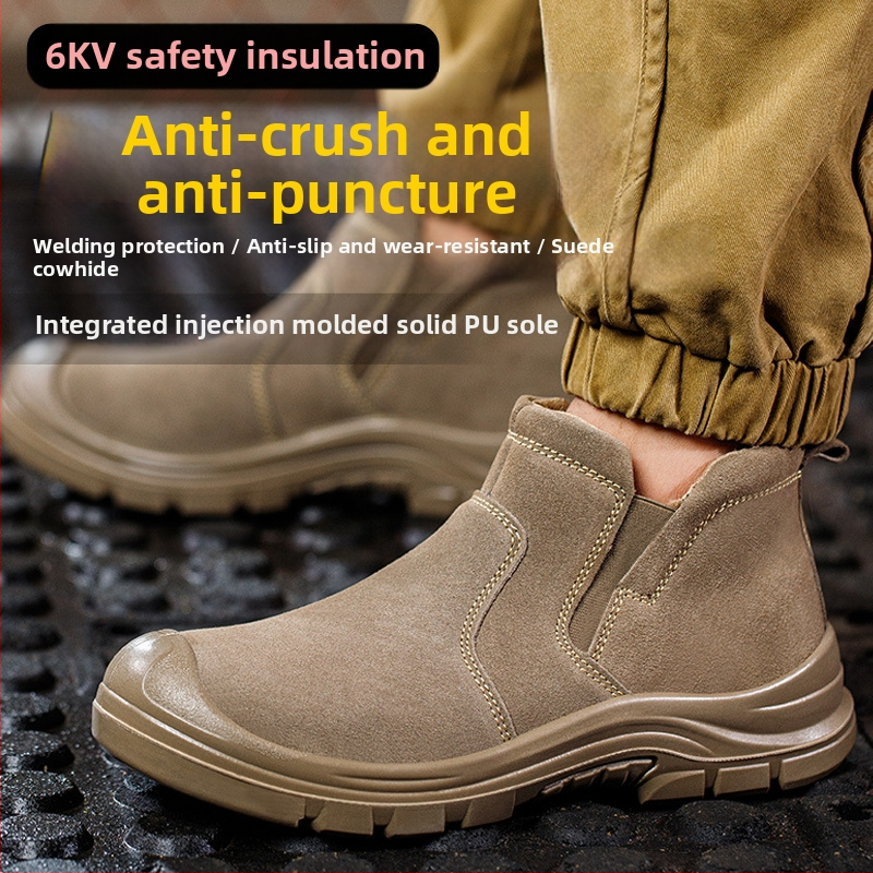 Slip-On bezpečnostné topánky pre zváračov, s oceľovou špičkou, odolné voči vysokým teplotám, proti perforácii a nárazu, odolné voči opotrebeniu na stavbe