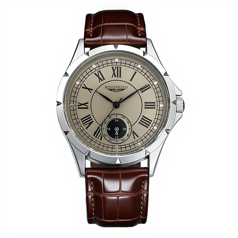 Muški kvarcni sat, klasičan stil, vodootporan, kožni kaiš, okrugli brojčanik, promjer 41 mm