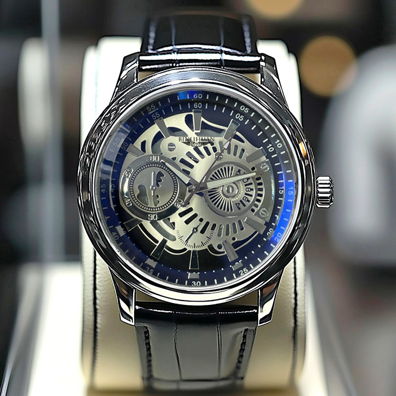 BINLIHUAN Vodootporan muški kvarcni sat, brojčanik 40 mm, kućište 9 mm, kožni remen, analogni, casual stil