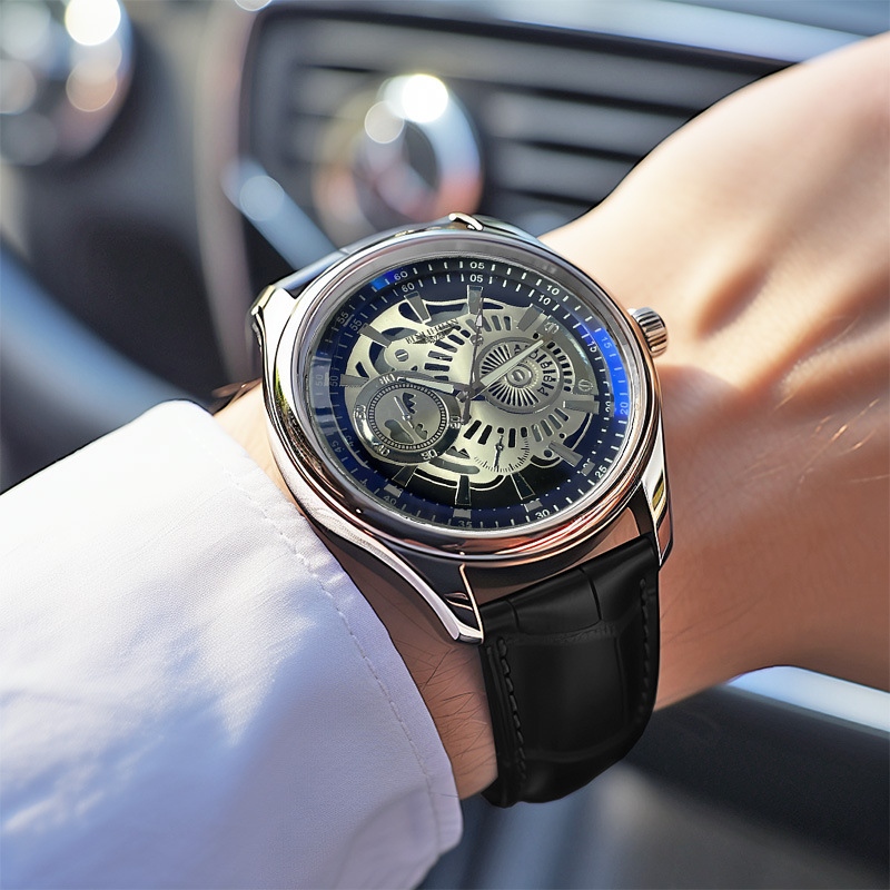 BINLIHUAN Vodootporan muški kvarcni sat, brojčanik 40 mm, kućište 9 mm, kožni remen, analogni, casual stil