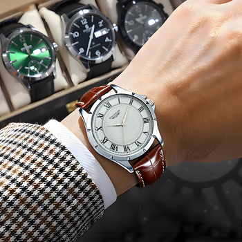 Muški sat s kožnim kaišem, kvarcni mehanizam, kružni brojčanik 41 mm, debljina 9 mm, kućište od legure, mogućnost tiska logotipa, prilagodljiv logo, vodootporan za svakodnevnu upotrebu