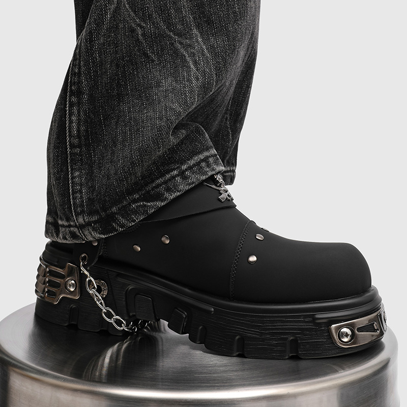 Muške Martinske čizme s metalnim punk stilom, tamne boje, britanski vintage stil, debela potplata za povećanje visine, model 561224-J