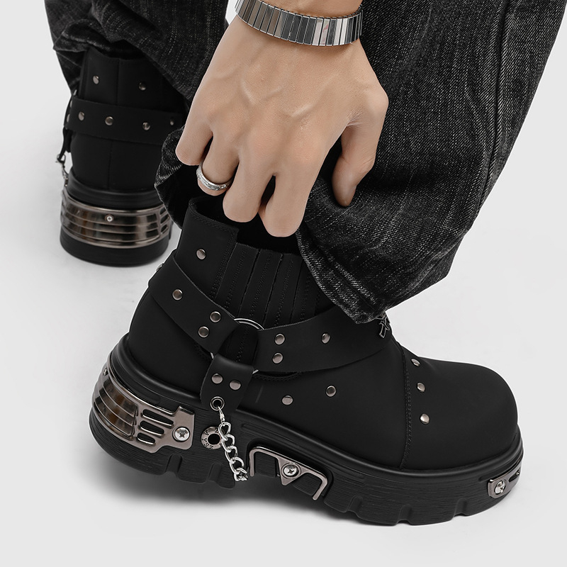 Muške Martinske čizme s metalnim punk stilom, tamne boje, britanski vintage stil, debela potplata za povećanje visine, model 561224-J