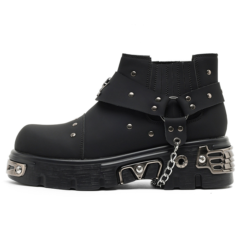Muške Martinske čizme s metalnim punk stilom, tamne boje, britanski vintage stil, debela potplata za povećanje visine, model 561224-J