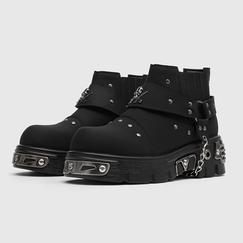 Muške Martinske čizme s metalnim punk stilom, tamne boje, britanski vintage stil, debela potplata za povećanje visine, model 561224-J