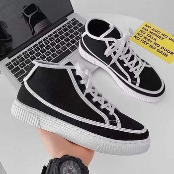 Tavaszi férfi vászon sneaker koreai stílusban – légáteresztő, könnyű, mindennapi, bokáig érő, hegyes orral